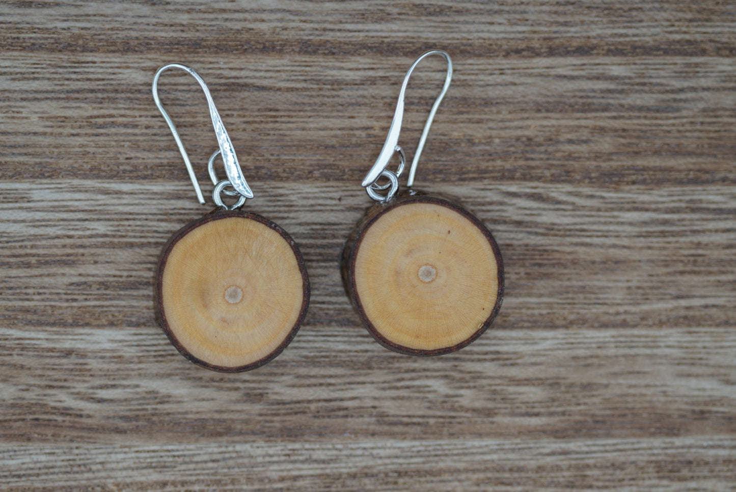 Tiny Wood Slice Earrings